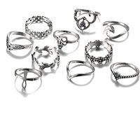Bohemian 10Pcs / Set Anelli d'Argento Vintage Stack Blue Women sopra Gli Anelli Set Anelli Anelli per Il Pollice Donne Convenient Design