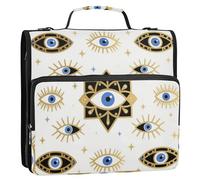 Bohemian Blue and Gold Eyes 3 anelli 3,8 cm Office Binder Organizer con tracolla e maniglia Facile da trasportare Raccoglitori scolastici Organizzatore per studenti medi Paquete de gestión de