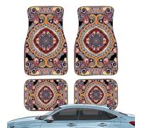 Bohemian Car Mats Front - Functional Stylish Modern Sl ompact Rear, Premium, Full Set 4pcs, Versatile Non Slip Heavy | Multipurpose Outdoor Indoor Utility Lightweight