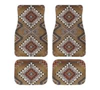 Bohemian Car Mats Front - Versatile Sturdy Portable Stylish Rear, Lightweight, Full Set 4pcs, High Performance Non Slip | Multipurpose Outdoor Indoor Utility Premium