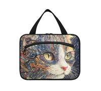 Bohemian Charming Cat Hanging Toiletry Borsa da viaggio con gancio, Designer Compatto Kit da barba Borsa per gli uomini per Adulti Backpacking bolso para maquillaje L