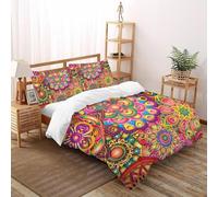 Bohemian Fiore Set Di Biancheria Da Letto artee Copripiumino 2 Pezzi Comfort Bassa Allergia Per Coppia Adulti Doppia 1 Federa King（220x240cm）