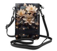 Bohemian Golden Lotus Borsa a tracolla in pelle leggera da donna borsa a tracolla per telefono cellulare portafoglio borsa da viaggio con scomparti per carte di credito