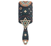 Bohemian Hexagram Eye Star Blu antistatico curvo spazzola per capelli Progettato cuoio capelluto massaggiatore spazzola per la crescita dei capelli con manico ergonomico cepillo para cabello