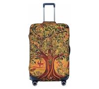 Bohemian Life Trees Jungle Greenery and Wildlife - Copertura elastica per valigia, da viaggio, con stampa, antigraffio, Nero , L