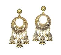 Bohemian Retro Palace Earrings, Round Bell Birdcage Studs For Women(Golden)
