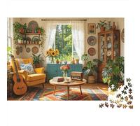 Bohemian Room Puzzle 1000 Pezzis Riciclato Materiale Warm Illustration Puzzles for Ragazzo e Ragazza Ages 6 Years Up Divertente And Stimolante Gioco Familiare Attività 52x38cm/1000pcs