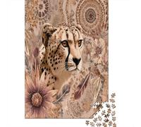 Bohemian Style Leopardo, Mandala Puzzle 1000Pcs Decorazione Per La Casa. Rilassamento E Intelligence Per Adulti E Bambini Da 14 Anni 70x50cm/1000pcs