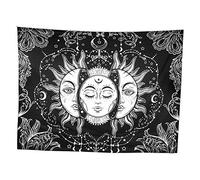Bohemian Tapestry Wall Hanging, Beige and White Floral Tapestry, Accented with Daisy Medallion Print Bedroom Bohemian Hippie Home Decor, For Home Bedroom Decor 150x200cm (150 * 130cm)