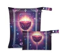 Bohemian Tarocchi astrologici bicchiere di vino rosso lavabile impermeabile sacchetto bagnato 2 Pack borsa per pannolini oggetti essenziali con manici per yoga, yoga