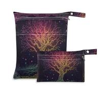 Bohemian Tarot Astrological Color Tree mess-proof piccole borse asciutte 2 Pack borsa per pannolini oggetti essenziali con manici per viaggi, bagno