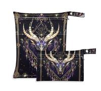 Bohemian Tarot Astrology Colobull Head borse con cerniera per bagnato 2 Pack borsa per pannolini oggetti essenziali con maniglie per pannolini per bambini, bagno