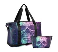 Bohemian Tarro astrologia teschio bianco borsa da viaggio oversize borsa sportiva borsa da palestra con borsa per cosmetici yoga multifunzione, teschio bianco astrologia tarro bohémien, 1 taglia,