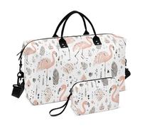 Bohemian Tribal fenicotteri rosa con piume nere Borsa a mano da viaggio Weekender Duffel Bag Sport Duffel Bags con Toiletry Bag per Viaggio Pieghevole Bolsa de Mano para ropa de