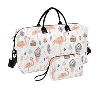 Bohemian Tribal fenicotteri rosa con piume nere decorative durante la notte borse weekender sport palestra Tote Bag con borsa da toilette per viaggio multifunzionale bulto de para Mujer