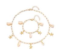 Bohemian vacanza gioielli per le donne, dolce oceano a tema perla stella del mare ciondolo collana