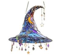 Bohemian Witch Hat Design Hanging Ornament,Unique Halloween 2D Acrylic Decorations,Witch Hat Shaped Hanging Pendant for Home/Room/Window/Party (1)
