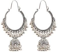 Bohemien Hollow Campane Perline Nappa Orecchini Pendenti Gypsy Orecchini Tradizionali per Le Donne, Argento Nice