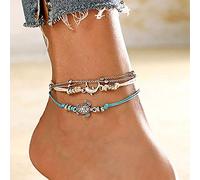 Bohend Boho Cavigliera Bracciale Argento Tartaruga Luna Regolabile Guscio Ciondolo Multistrato Caviglie Bracciali Spiaggia Catene a piedi Accessori Gioielli Per Donne E Ragazze (11)