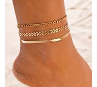 Bohend Boho Layered calzerotto Oro Le foglie Bracciali alla caviglia multistrato Spiaggia Catene del piede Accessori per gioielli per Donne e ragazze (57)