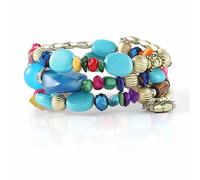 Bohend Boho Stratificato Turchese Bracciali Perline Elastico Catena di mani Boemia Legno Cristallo Bracciale Gioielli Per Donne E Ragazze