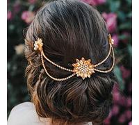 Bohend La moda Fiore Pettine per capelli Sposa Strass Copricapo Cristallo Catena per la testa Data Matrimonio Gioielli Accessori per capelli(03)
