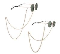 Bohend Moda Cadena de gafas Oro Giro Cadena de máscara facial Mujeres Cadena de gafas de sol Accesorios Para vidrio y mascarillas faciales (2 piezas)