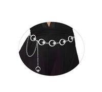 Bohend Strass in metallo Cintura a catena Moda Luna Stella Cinture di collegamento del corpo Ciondolo Catene per la vita Regolabili Abiti Catene per cinture lunghe per donne e ragazze (M, Silver)