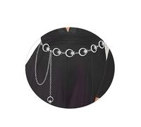 Bohend Strass in metallo Cintura a catena Moda Luna Stella Cinture di collegamento del corpo Ciondolo Catene per la vita Regolabili Abiti Catene per cinture lunghe per donne e ragazze (L, Silver)