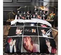 BOHHO Home Set Di Biancheria Da Letto bambini randagi Copripiumino Decoraive Stray Kids Trapunta 3D Moderno Copriletto Con Federe Per Cuscini Con Cernier King（220x240cm）