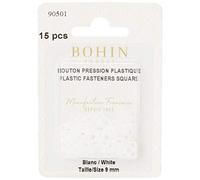 Bohin Bottoni in plastica Quadrati 9 mm x 15, Uno, One