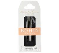 Bohin Embroidery Round Needles No 22 24 26 Aghi, Metallo, Argento, Taglia Unica, 6 unità