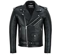 Bohmberg Giacca da uomo in pelle di alta qualità realizzata in pelle di vacchetta - Classico reinterpretato con un accattivante look coccodrillo - Nero, XL