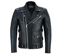 Bohmberg Giacca in Pelle da Uomo Modello Maxx - Vera Pelle - Giacca in Pelle Biker Nero - Classico intramontabile in inconfondibile - Nero, L