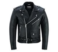 Bohmberg Originale Heavy, Giacca di Pelle preziosa! Senza Peso! 100% Vera Pelle Timeless Classic Retro Biker Jacket - Giacca Highway - Brandostyle-Oldschool - L