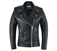 Bohmberg pregiata giacca di pelle da donna100% Vera Pelle - Giacca retro Biker - Highway Giacca - Brandostyle - Nero - S
