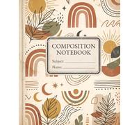 Boho Abstract Composition Notebook College Ruled: Retro Celestial Sun Moon Aesthetic Journal With Abstract Botanical Art for School Notes Writing