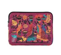 Boho African Red Puffy Notebook Sleeve | Custodia per notebook con imbottitura in cotone perlato, fodera in velluto e stampa su tutta la superficie