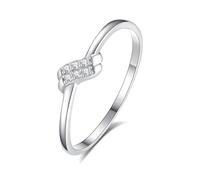 Boho Anelli dell'amicizia Amiche Semplice Diamante Rotondo 18K Oro Bianco Misura 16 (17,8)