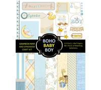Boho Baby Boy Scrapbook Paper and Ephemera: Cute, Patterned Paper and Matching Clip Art for Crafting