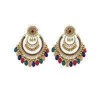 Boho Ball Nappa Oscillante Grande Orecchino Per Le Donne Grande Strass Cristallo Stile Nazionale Lampadario Dichiarazione Perline Jhumka Bollywood Goccia Stud Vecchio Gioielli Indiani Leggero, grand
