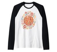 Boho Basketball Flower Garden Spring Maglia con Maniche Raglan