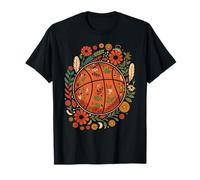 Boho Basketball Flower Garden Spring Maglietta