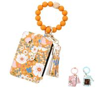 Boho Beaded Wallet with Flower Pattern, Boho Beaded Card Holder Wristlet for Women, Suitable for Light and Safe Travel (D)