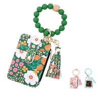 Boho Beaded Wallet with Flower Pattern, Boho Beaded Card Holder Wristlet for Women, Suitable for Light and Safe Travel (I)