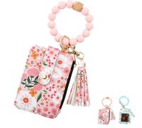 Boho Beaded Wallet with Flower Pattern, Boho Beaded Card Holder Wristlet for Women, Suitable for Light and Safe Travel (A)