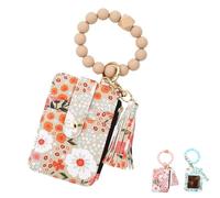Boho Beaded Wallet with Flower Pattern, Boho Beaded Card Holder Wristlet for Women, Suitable for Light and Safe Travel (E)