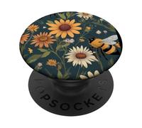 Boho Bee And Botanical Wild Flower Retro Style Apicoltore PopSockets PopGrip Adesivo