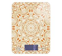 Boho - Bilancia digitale portatile con display LCD mandala, arancione e bianco, 5 kg/5 g, con 4 unità per la preparazione dei pasti (batterie non incluse)