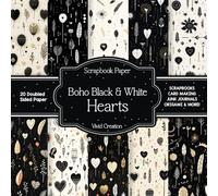 Boho Black and White Hearts Scrapbook Paper: Boho-themed Scrapbooking Paper for Junk Journaling, Decorative Crafts, Collage, and Card Making | Double-Sided Decorative Sheets